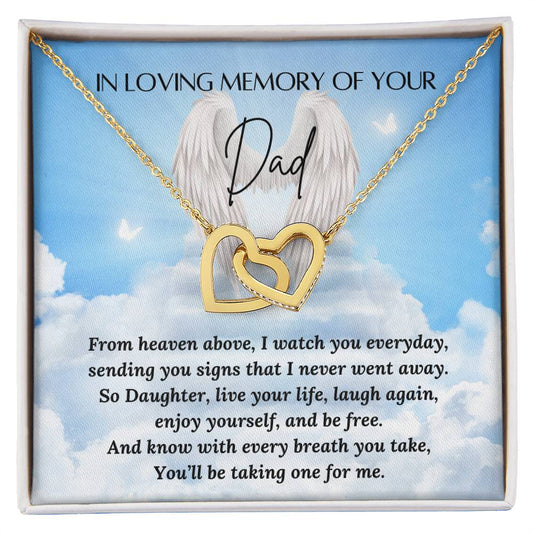 Loss of Dad Gift - Missing you Dad necklace - Interlocking Hearts – Personalized Jewelry by Sunrise Keepsakes