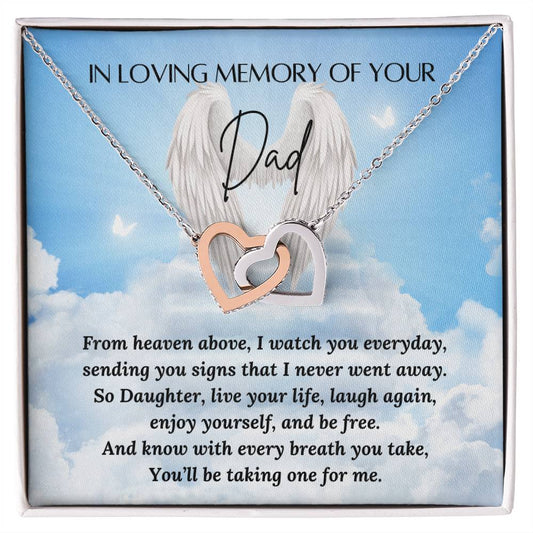 Loss of Dad Gift - Missing you Dad necklace - Interlocking Hearts – Personalized Jewelry by Sunrise Keepsakes