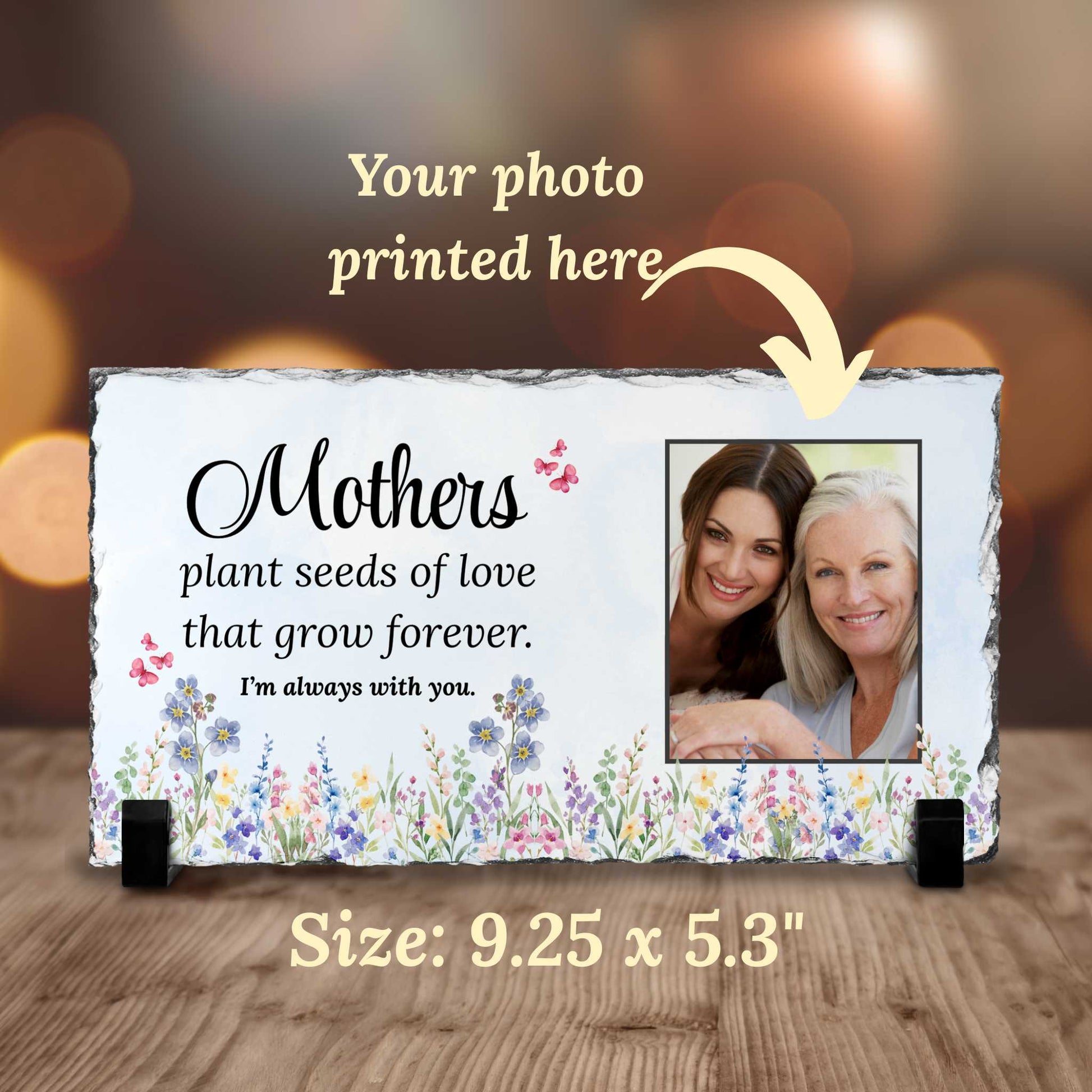 Loss of Mother Memorial – Mothers Plant Seeds of Love Photo Slate – Personalized Sympathy Gifts by Sunrise Keepsakes