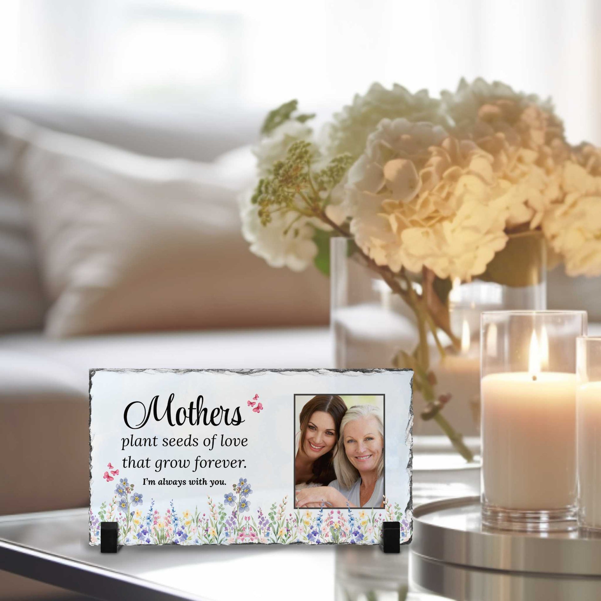Loss of Mother Memorial – Mothers Plant Seeds of Love Photo Slate – Personalized Sympathy Gifts by Sunrise Keepsakes