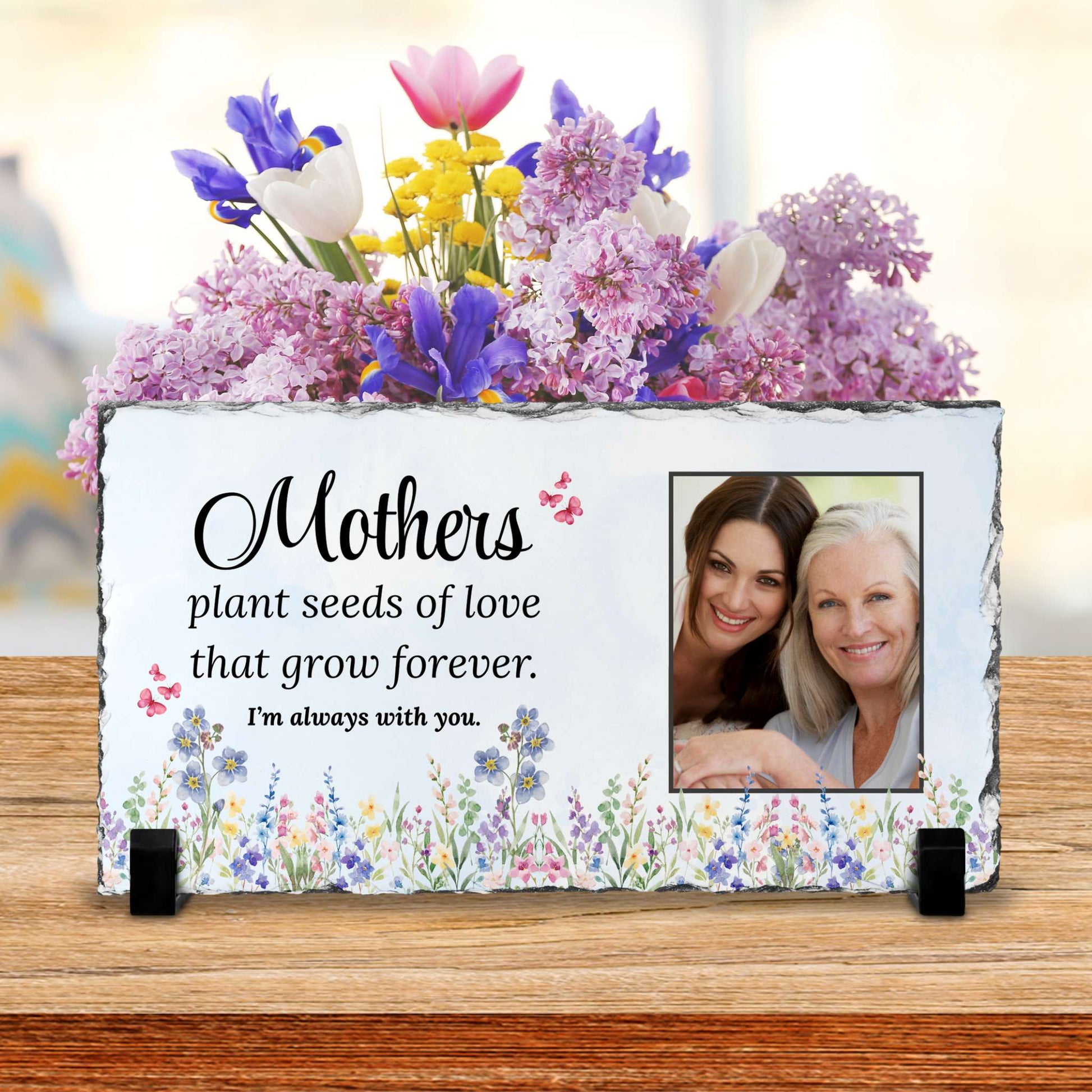 Loss of Mother Memorial – Mothers Plant Seeds of Love Photo Slate – Personalized Sympathy Gifts by Sunrise Keepsakes