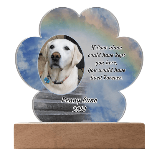 Loss of Pet Memorial - Acrylic Paw Print Memorial - Pet Sympathy Gift – Personalized pet memorial by Sunrise Keepsakes