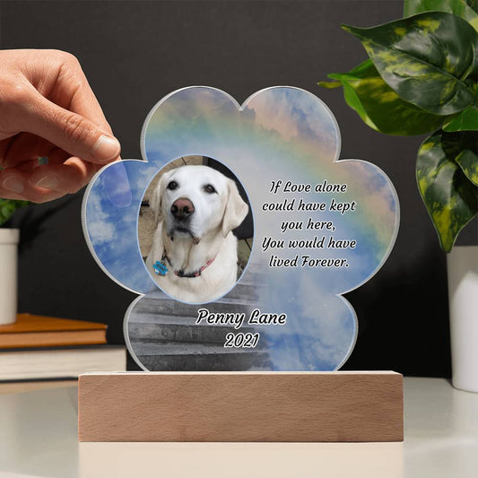 Loss of Pet Memorial - Acrylic Paw Print Memorial - Pet Sympathy Gift – Personalized pet memorial by Sunrise Keepsakes