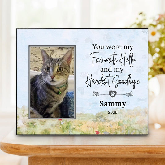Loss of Pet Memorial Frame – Favorite Hello Hardest Goodbye – Personalized pet memorial by Sunrise Keepsakes