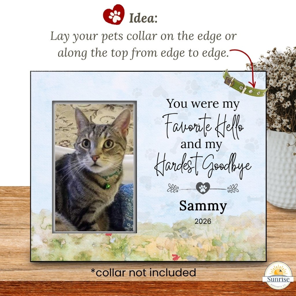 Loss of Pet Memorial Frame – Favorite Hello Hardest Goodbye – Personalized pet memorial by Sunrise Keepsakes