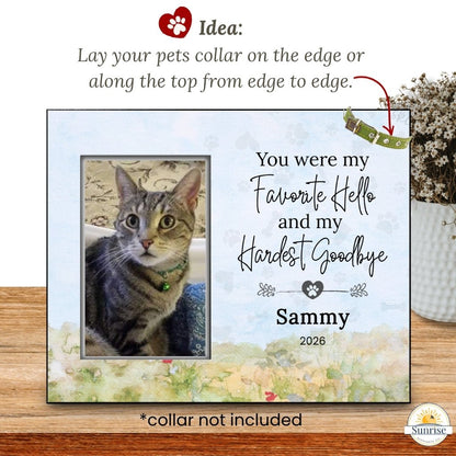 Loss of Pet Memorial Frame – Favorite Hello Hardest Goodbye – Personalized pet memorial by Sunrise Keepsakes