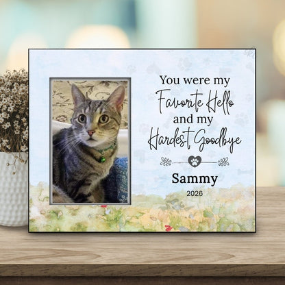 Loss of Pet Memorial Frame – Favorite Hello Hardest Goodbye – Personalized pet memorial by Sunrise Keepsakes