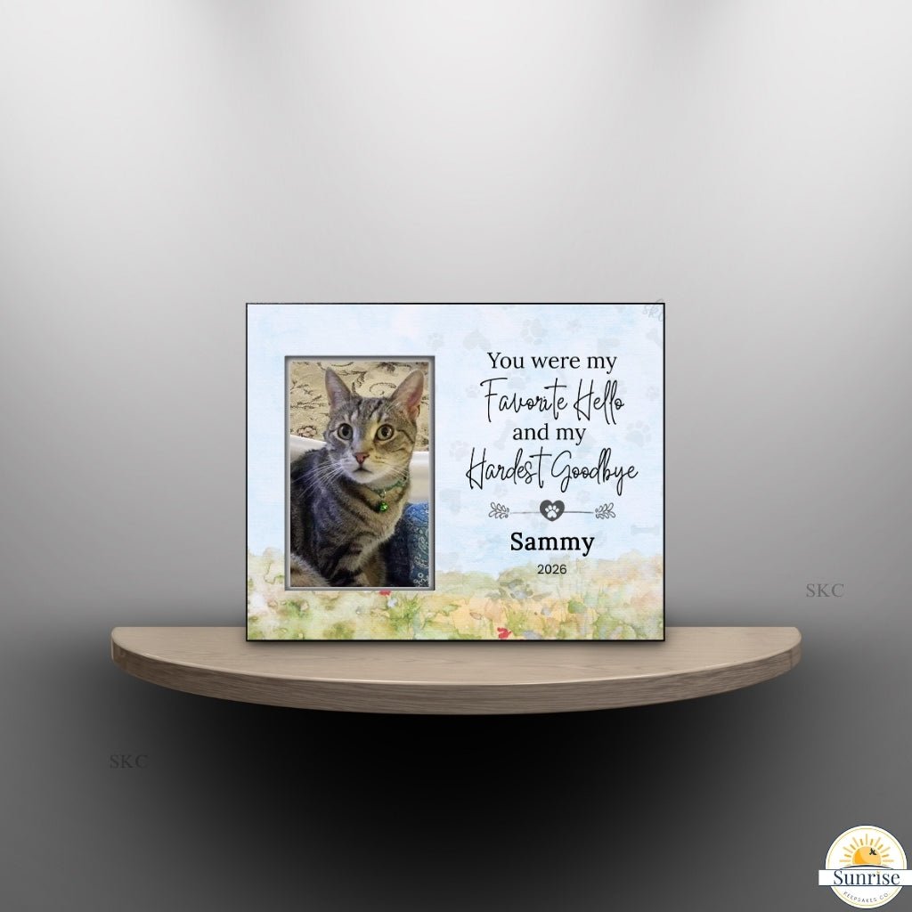 Loss of Pet Memorial Frame – Favorite Hello Hardest Goodbye – Personalized pet memorial by Sunrise Keepsakes