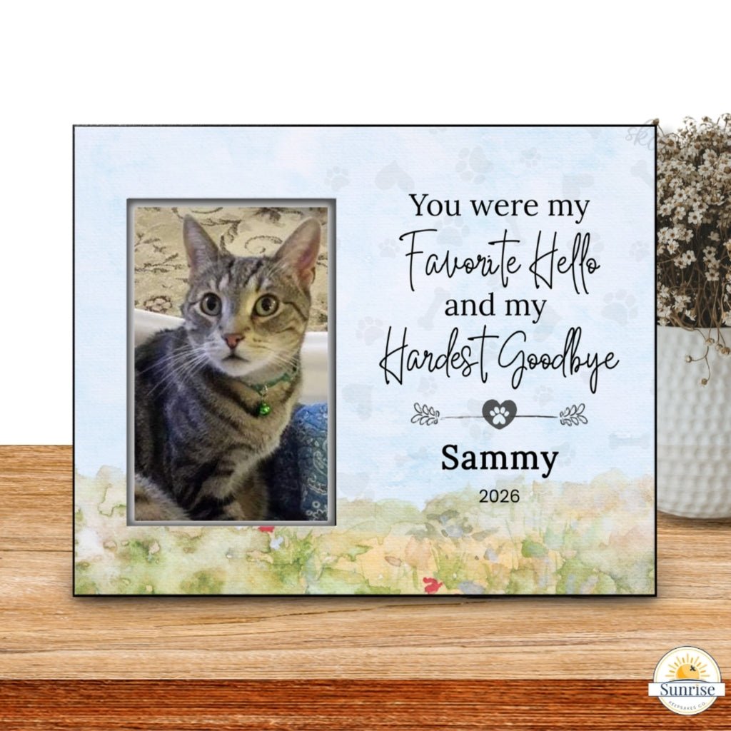 Loss of Pet Memorial Frame – Favorite Hello Hardest Goodbye – Personalized pet memorial by Sunrise Keepsakes