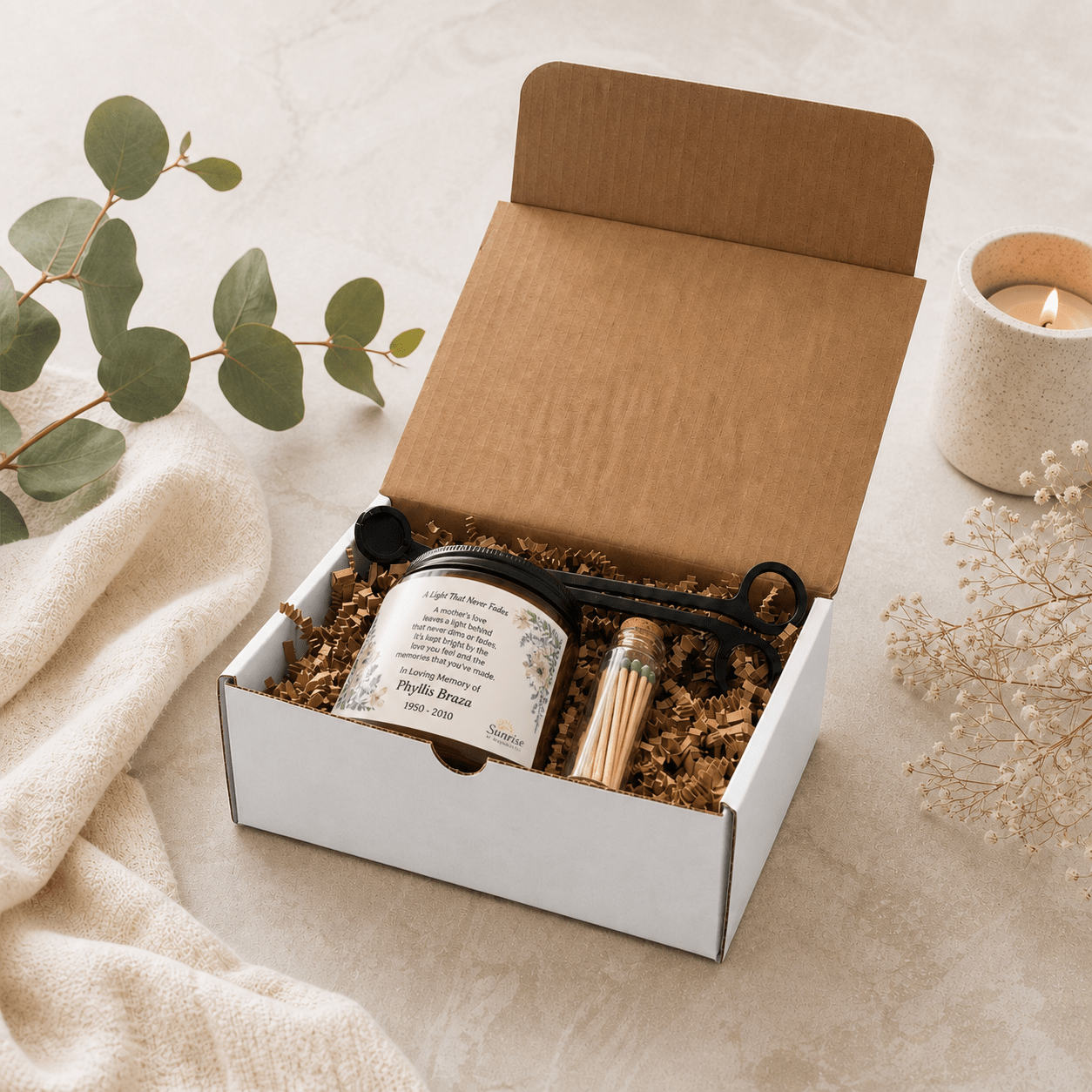 Memorial Candle for Loss of Mom – Sympathy Gift Set – Personalized Home Decor by Sunrise Keepsakes