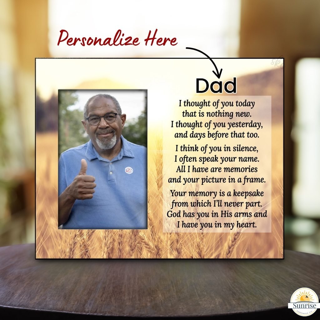 Memorial Frame - Thought Of You Today - Heavens Fields – Personalized Sympathy Gifts by Sunrise Keepsakes