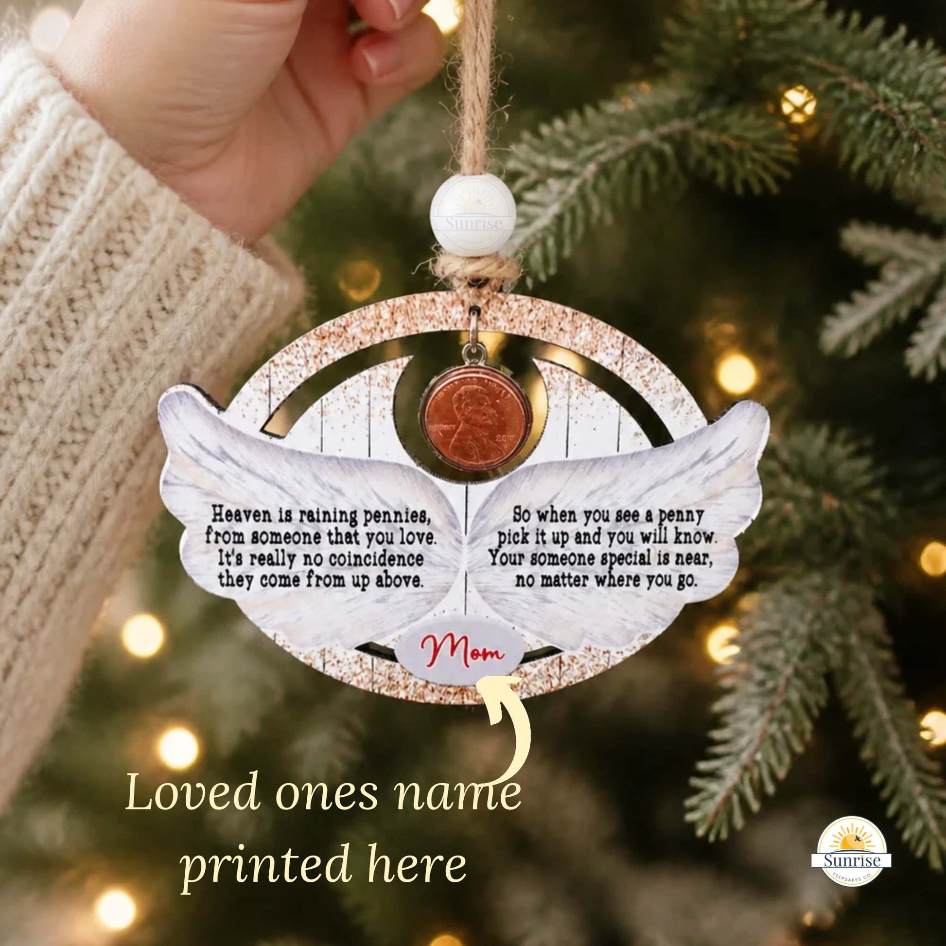 Memorial Ornament - A Penny from Heaven – Personalized Memorial Ornament by Sunrise Keepsakes