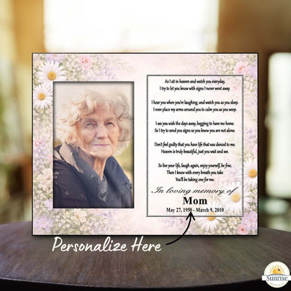 Memorial Photo Frame - As I Sit In Heaven - Daisies – Personalized Sympathy Gifts by Sunrise Keepsakes