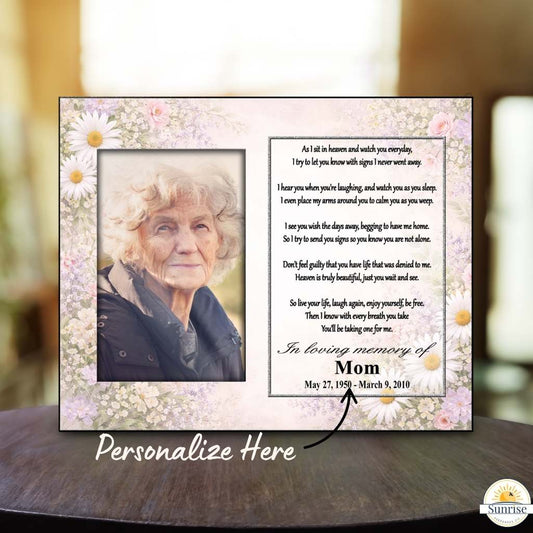 Memorial Photo Frame - As I Sit In Heaven - Daisies – Personalized Sympathy Gifts by Sunrise Keepsakes