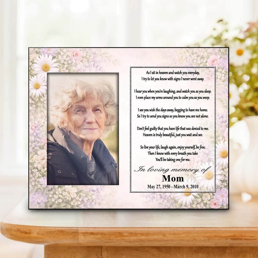 Memorial Photo Frame - As I Sit In Heaven - Daisies – Personalized Sympathy Gifts by Sunrise Keepsakes