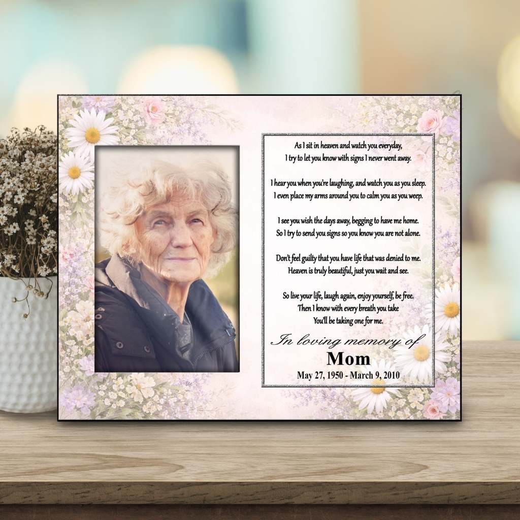 Memorial Photo Frame - As I Sit In Heaven - Daisies – Personalized Sympathy Gifts by Sunrise Keepsakes