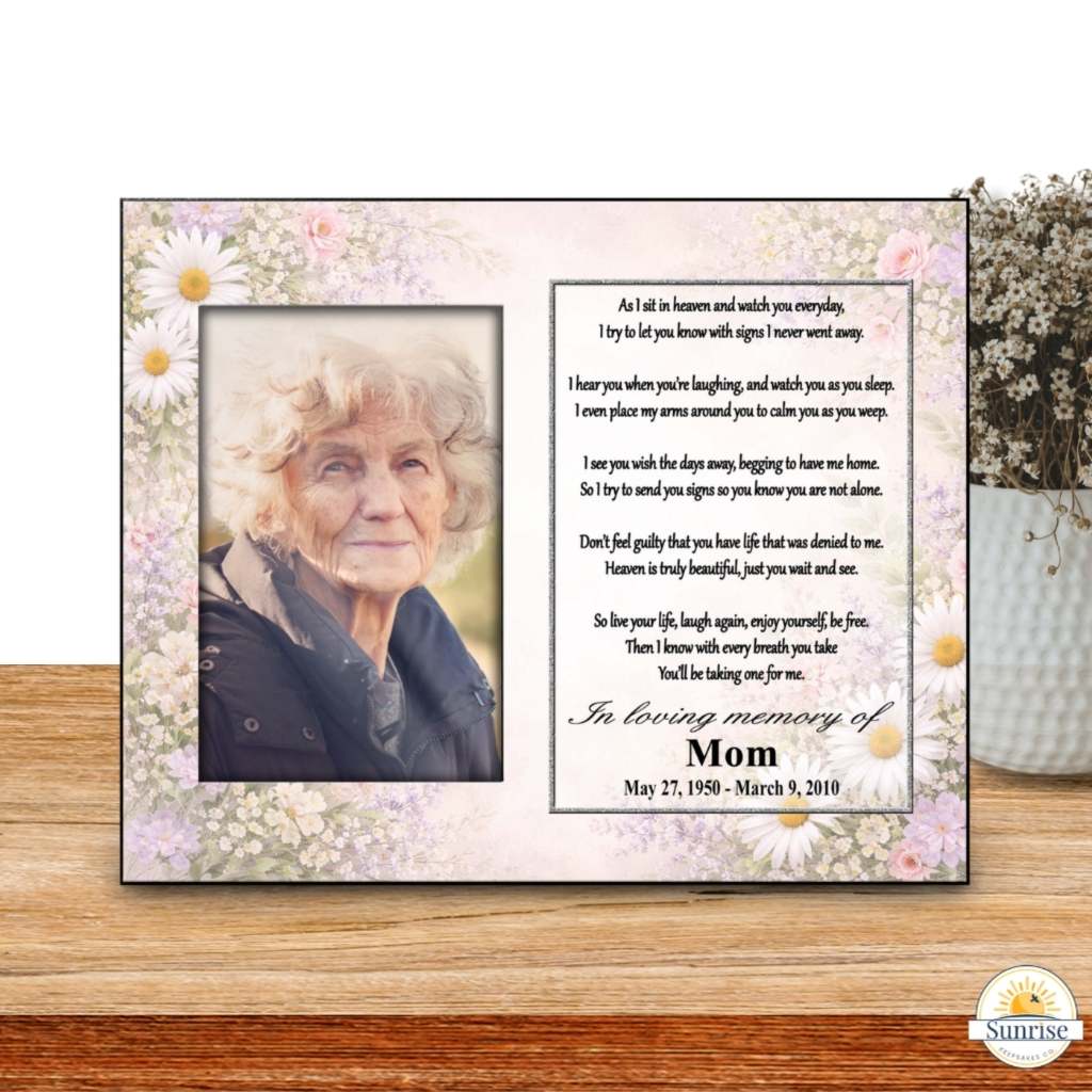 Memorial Photo Frame - As I Sit In Heaven - Daisies – Personalized Sympathy Gifts by Sunrise Keepsakes