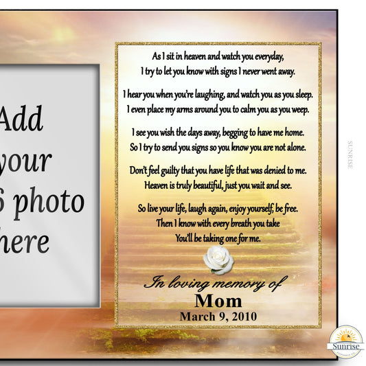 Memorial Photo Frame – As I Sit in Heaven Poem | Sympathy Gift – Personalized Sympathy Gifts by Sunrise Keepsakes
