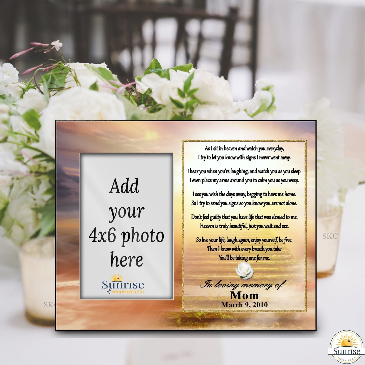 Memorial Photo Frame – As I Sit in Heaven Poem | Sympathy Gift – Personalized Sympathy Gifts by Sunrise Keepsakes