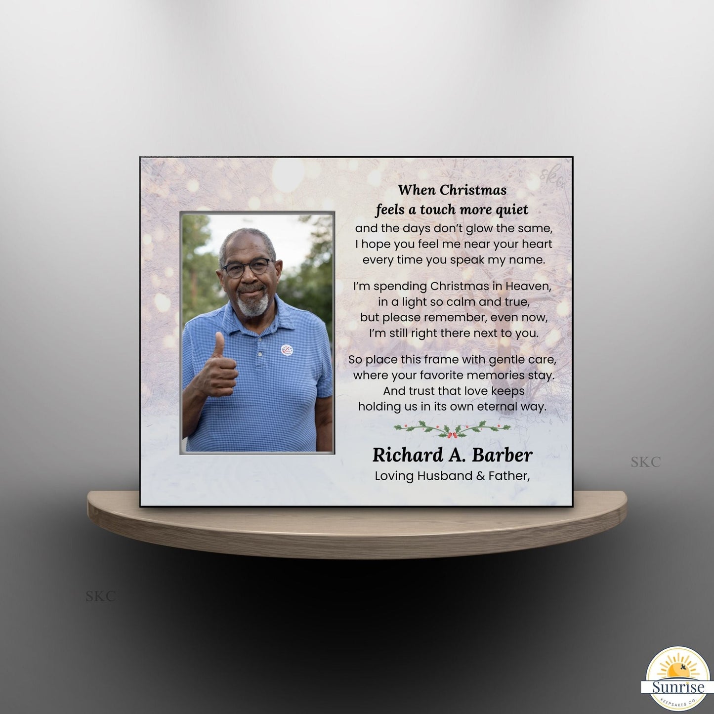 Memorial Photo Frame – Remembering Loved Ones at Christmas – Personalized Sympathy Gifts by Sunrise Keepsakes