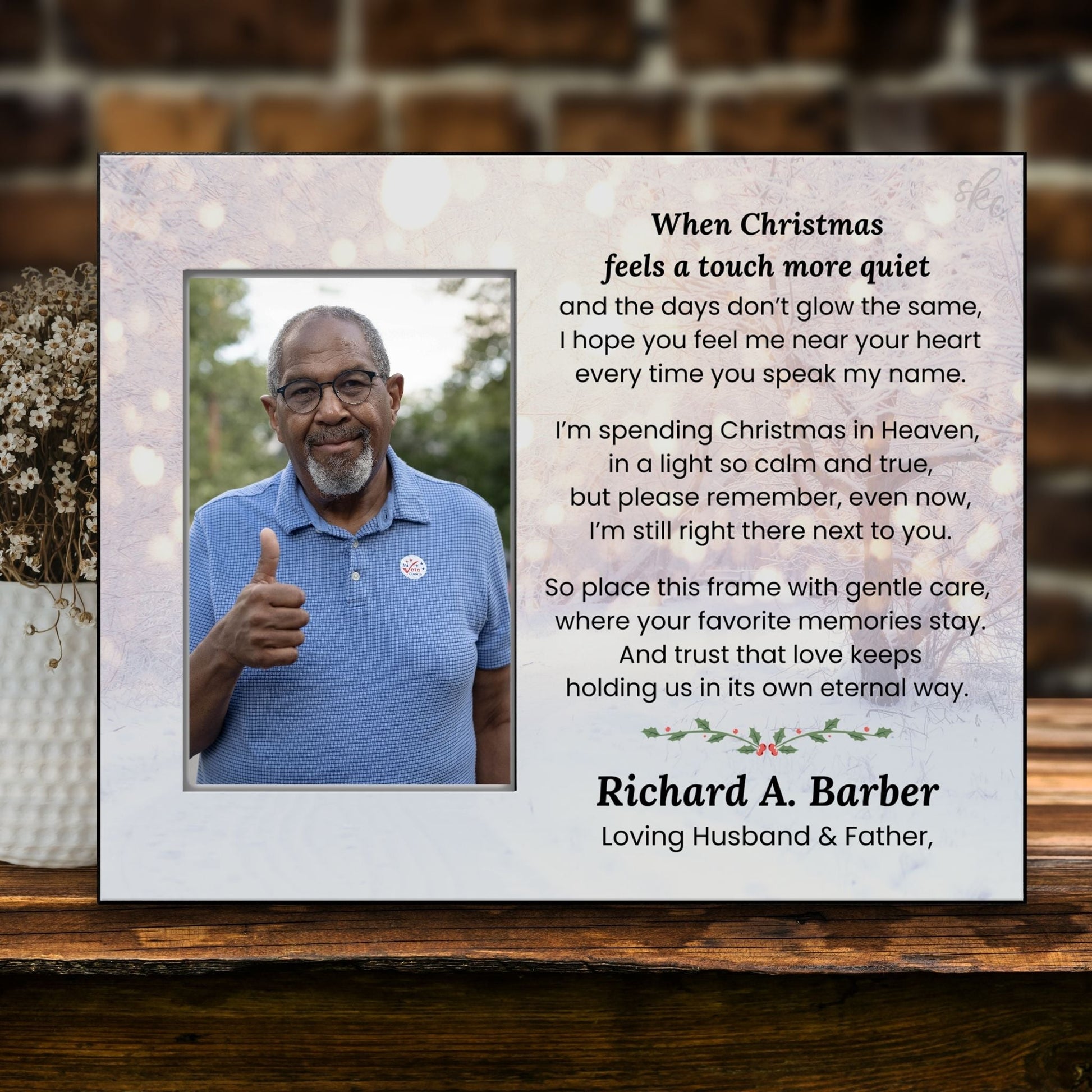 Memorial Photo Frame – Remembering Loved Ones at Christmas – Personalized Sympathy Gifts by Sunrise Keepsakes