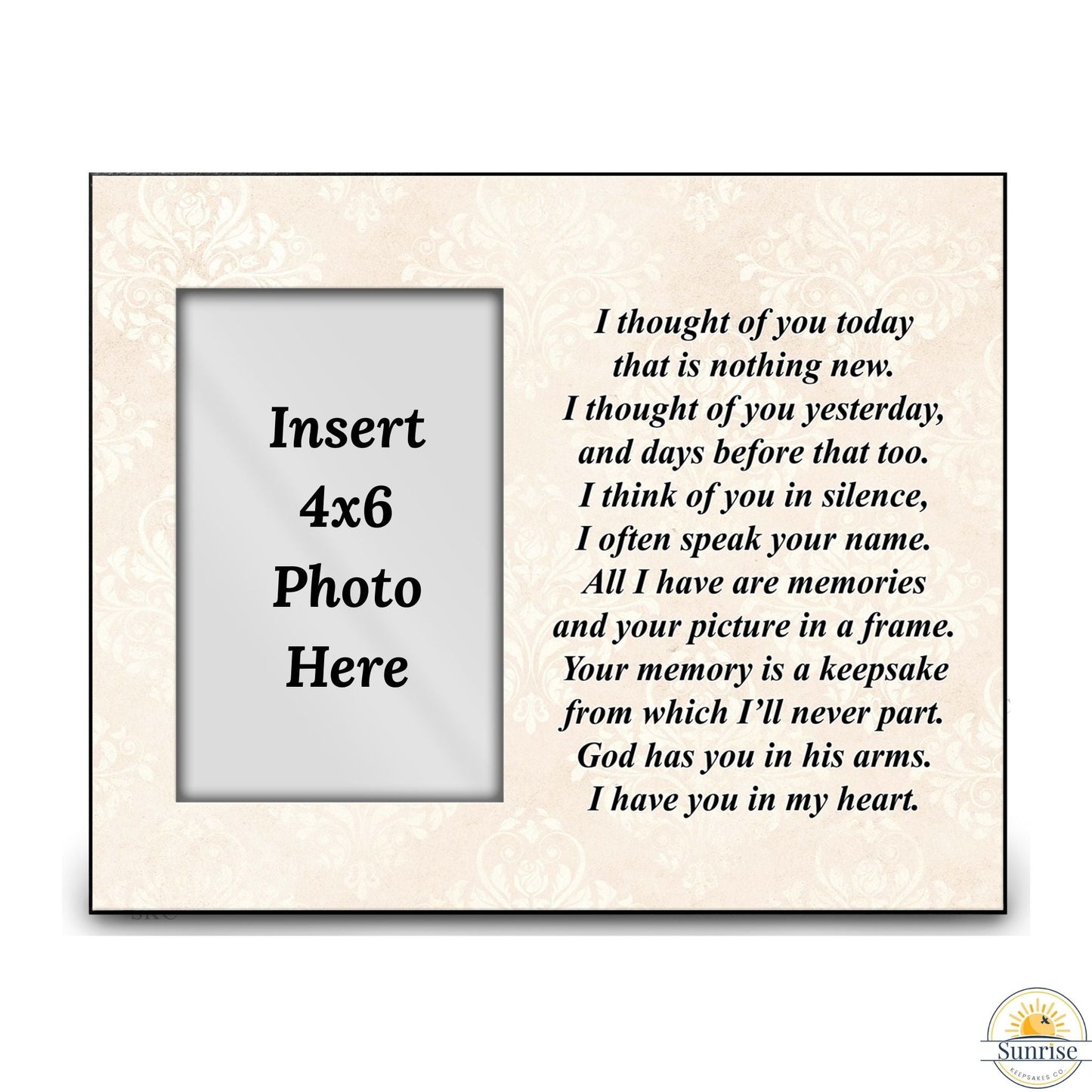 Memorial Photo Frame – Thought of You Today Poem | Sympathy Gift – Personalized Frames by Sunrise Keepsakes