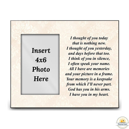Memorial Photo Frame – Thought of You Today Poem | Sympathy Gift – Personalized Frames by Sunrise Keepsakes