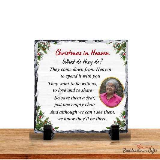 Christmas in Heaven Memorial Photo Slate – Sympathy Photo Gift – Personalized Sympathy Gifts by Sunrise Keepsakes
