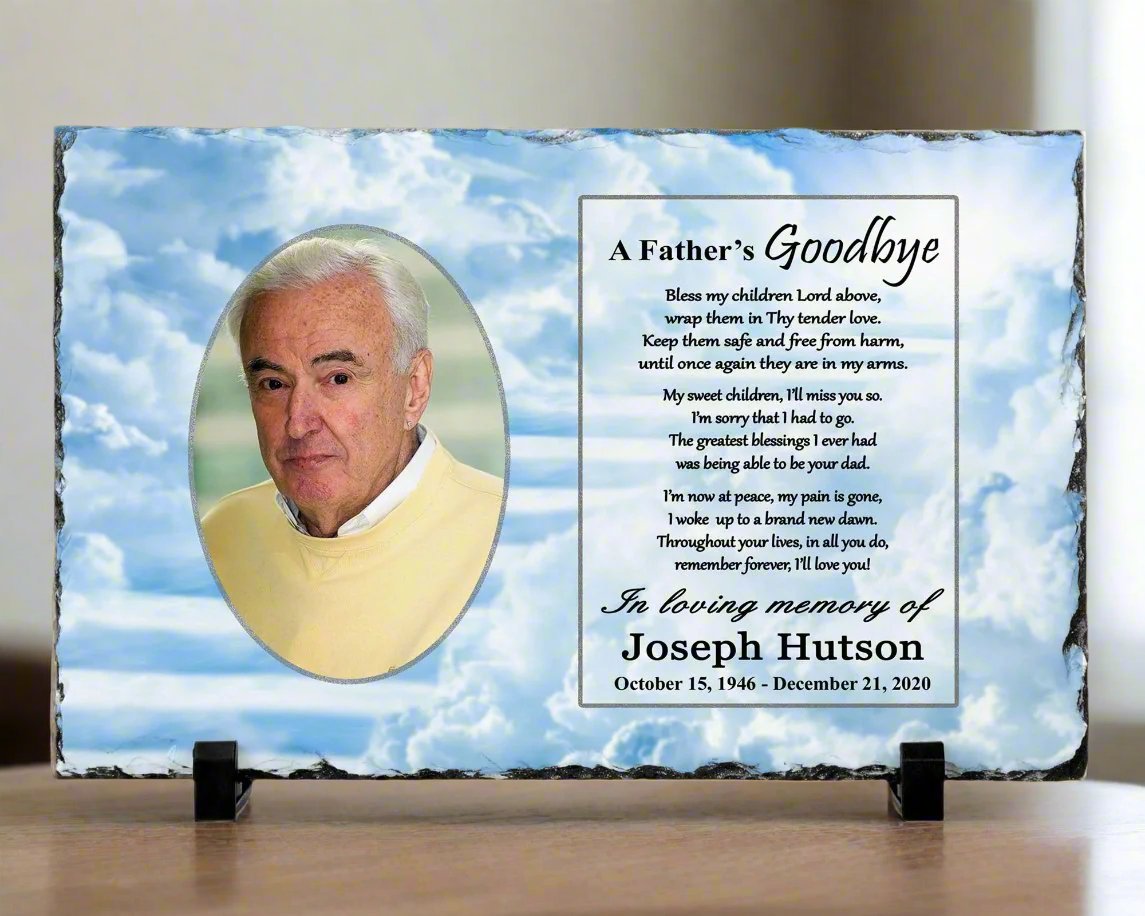 Memorial Photo Gift for Loss of a Father / Dad - A Fathers Goodbye – Personalized Sympathy Gifts by Sunrise Keepsakes
