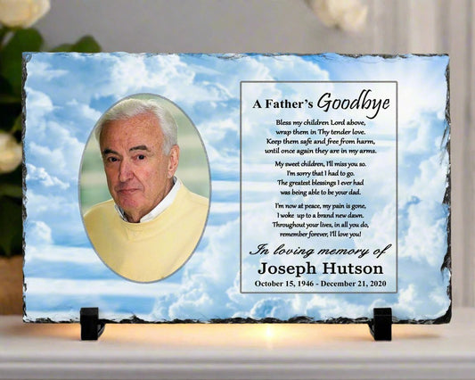 Memorial Photo Gift for Loss of a Father / Dad - A Fathers Goodbye – Personalized Sympathy Gifts by Sunrise Keepsakes