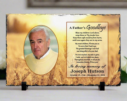 Memorial Photo Gift - Loss of a Father Dad - A Fathers Goodbye - Heaven Fields – Personalized Sympathy Gifts by Sunrise Keepsakes