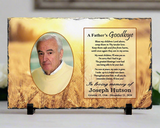 Memorial Photo Gift - Loss of a Father Dad - A Fathers Goodbye - Heaven Fields – Personalized Sympathy Gifts by Sunrise Keepsakes