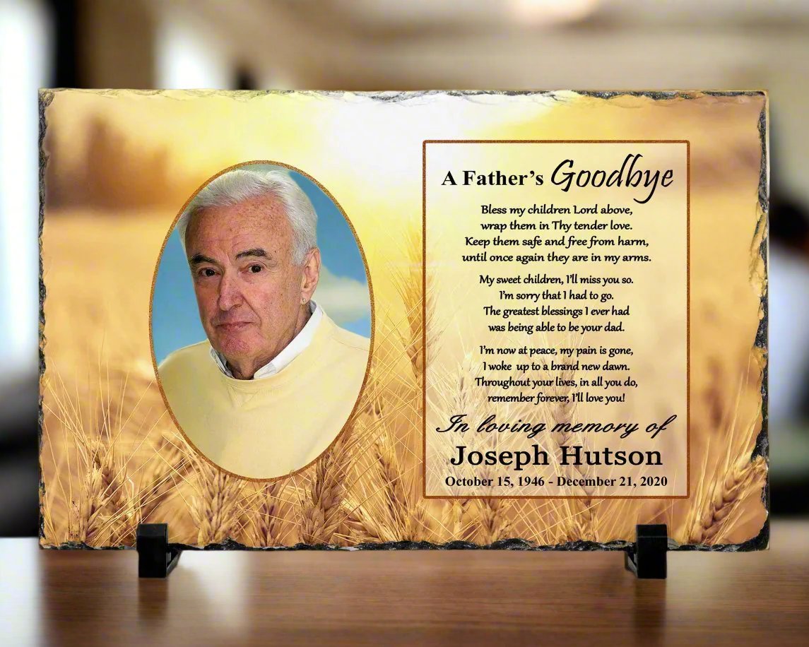 Memorial Photo Gift - Loss of a Father Dad - A Fathers Goodbye - Heaven Fields – Personalized Sympathy Gifts by Sunrise Keepsakes