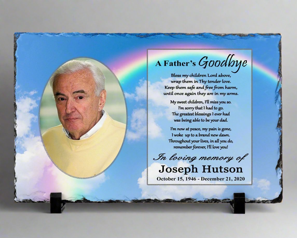 Memorial Photo Gift - Loss of a Father Dad - A Fathers Goodbye – Personalized Sympathy Gifts by Sunrise Keepsakes