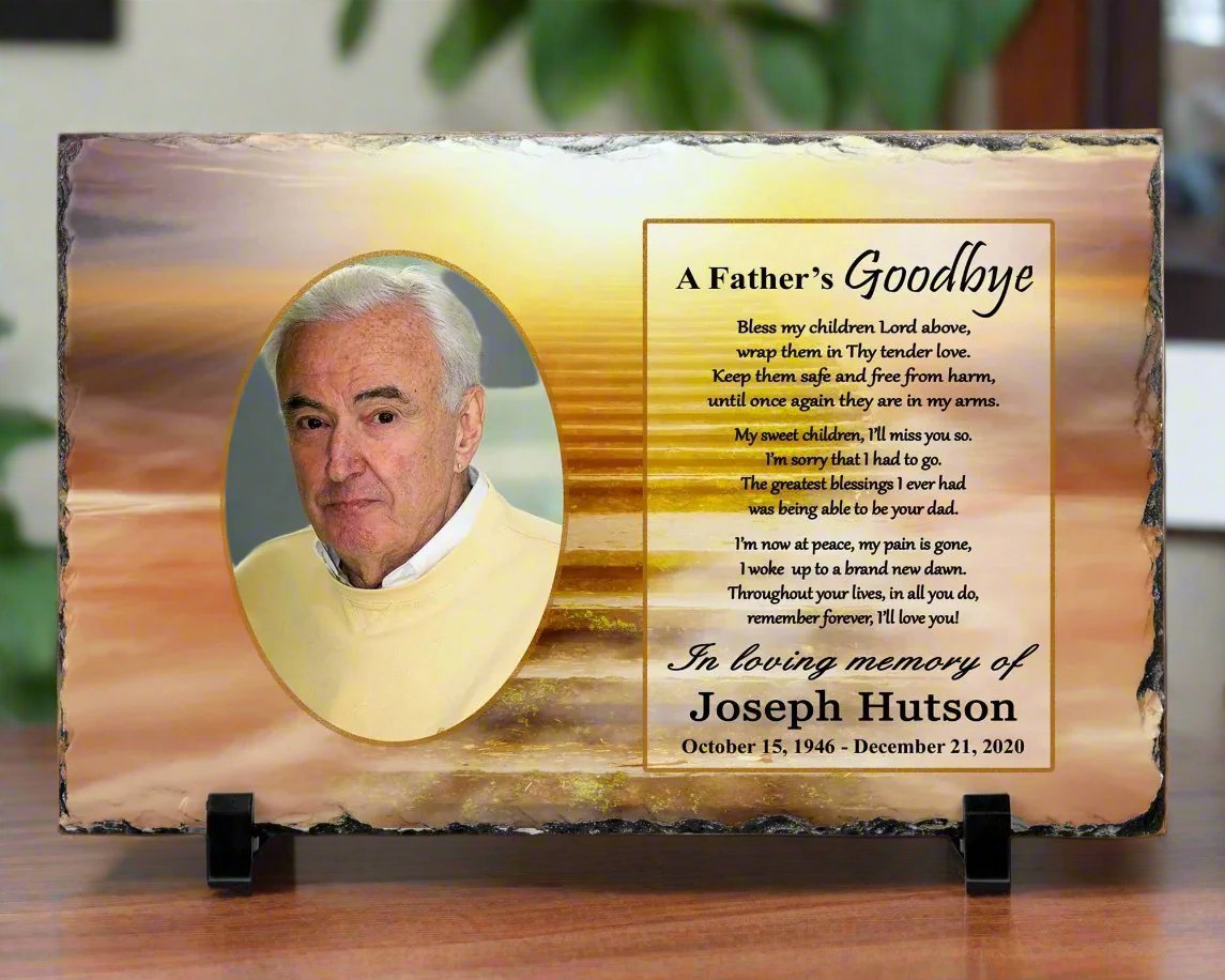 Memorial Photo Gift - Loss of Father Dad - A Fathers Goodbye – Personalized Sympathy Gifts by Sunrise Keepsakes