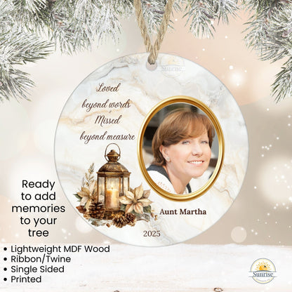Memorial Photo Ornament – Loved Beyond Words Personalized – Personalized Memorial Ornament by Sunrise Keepsakes
