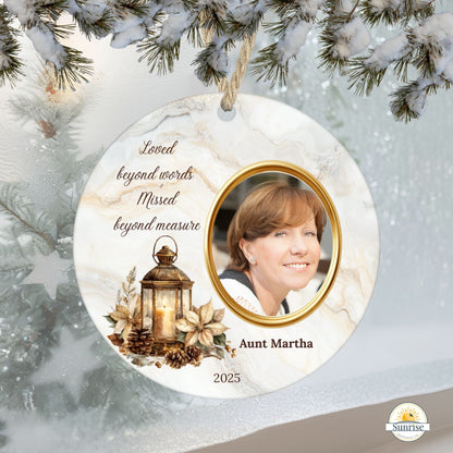 Memorial Photo Ornament – Loved Beyond Words Personalized – Personalized Memorial Ornament by Sunrise Keepsakes