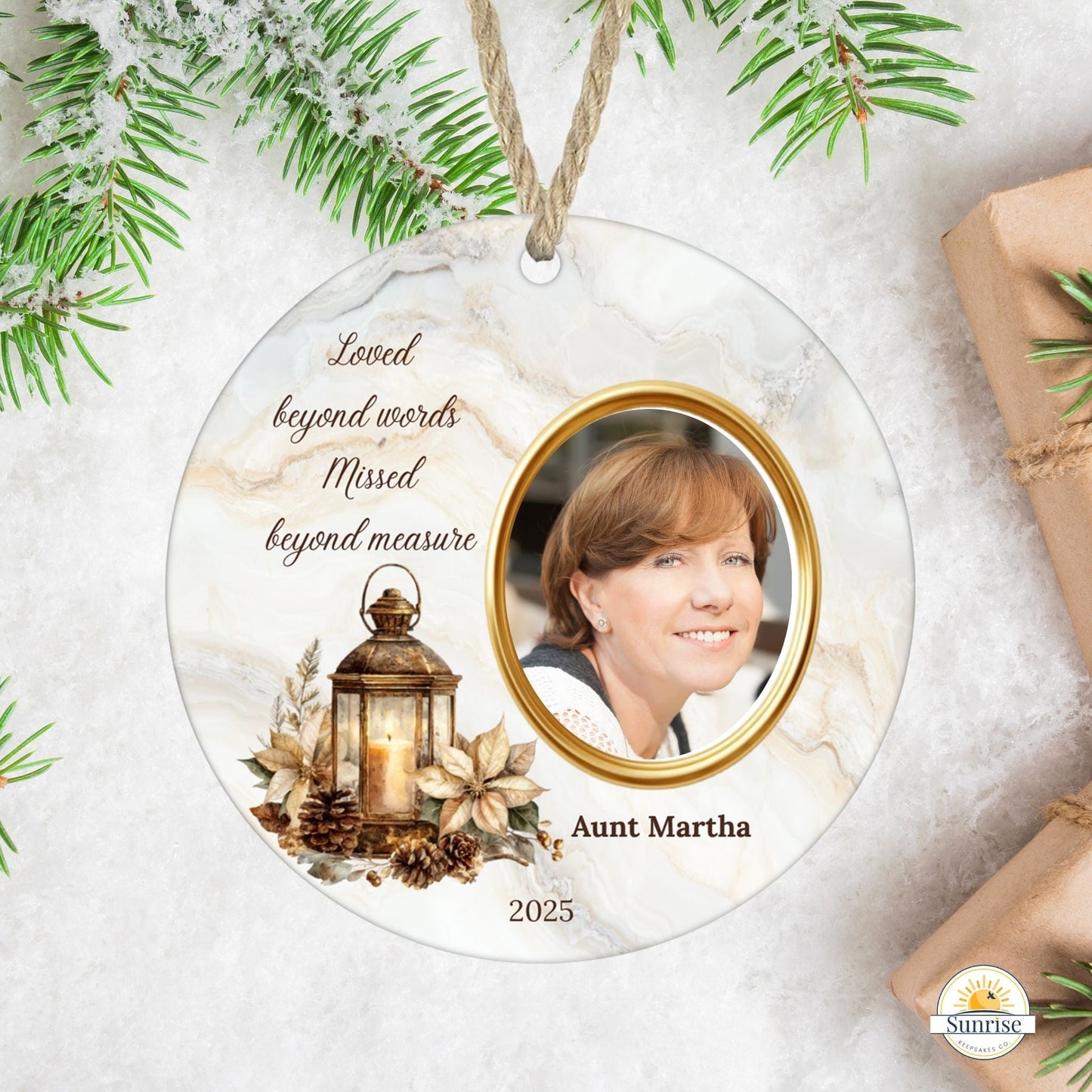 Memorial Photo Ornament – Loved Beyond Words Personalized – Personalized Memorial Ornament by Sunrise Keepsakes