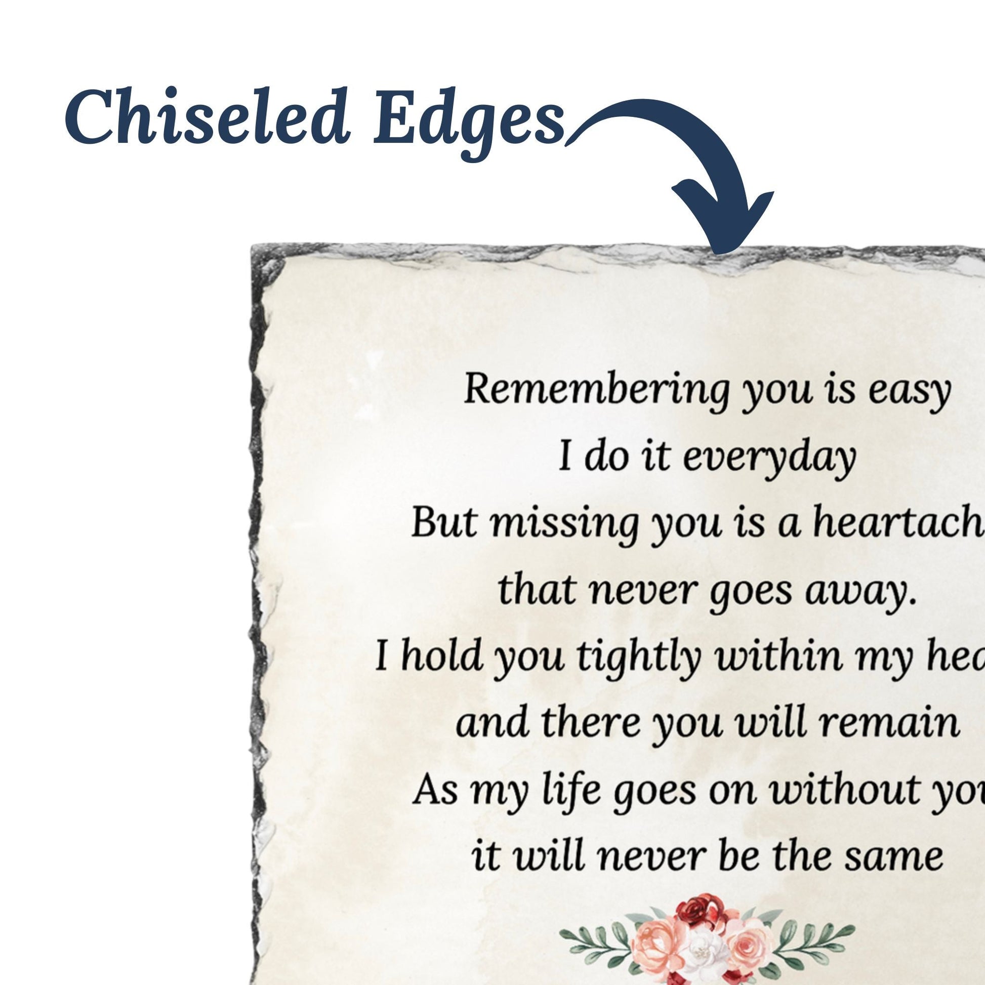 Memorial Photo Plaque – Remembering You Is Easy Poem with Name & Picture – Personalized Sympathy Gifts by Sunrise Keepsakes