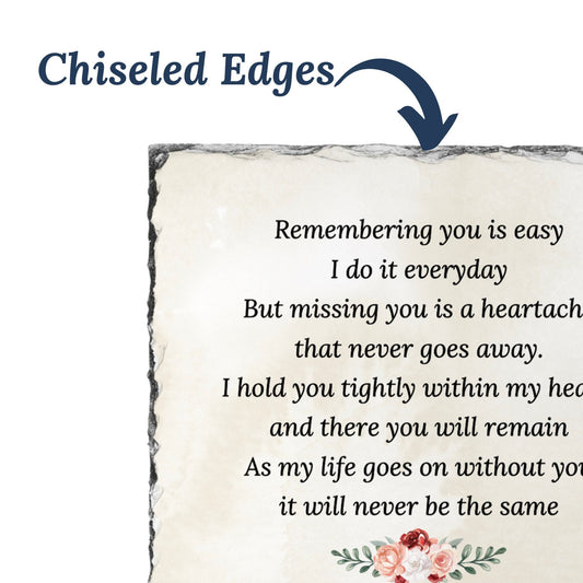 Memorial Photo Plaque – Remembering You Is Easy Poem with Name & Picture – Personalized Sympathy Gifts by Sunrise Keepsakes