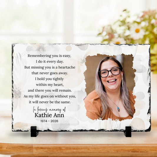 Memorial Photo Plaque – Remembering You Is Easy – Sympathy Gift – Personalized Sympathy Gifts by Sunrise Keepsakes