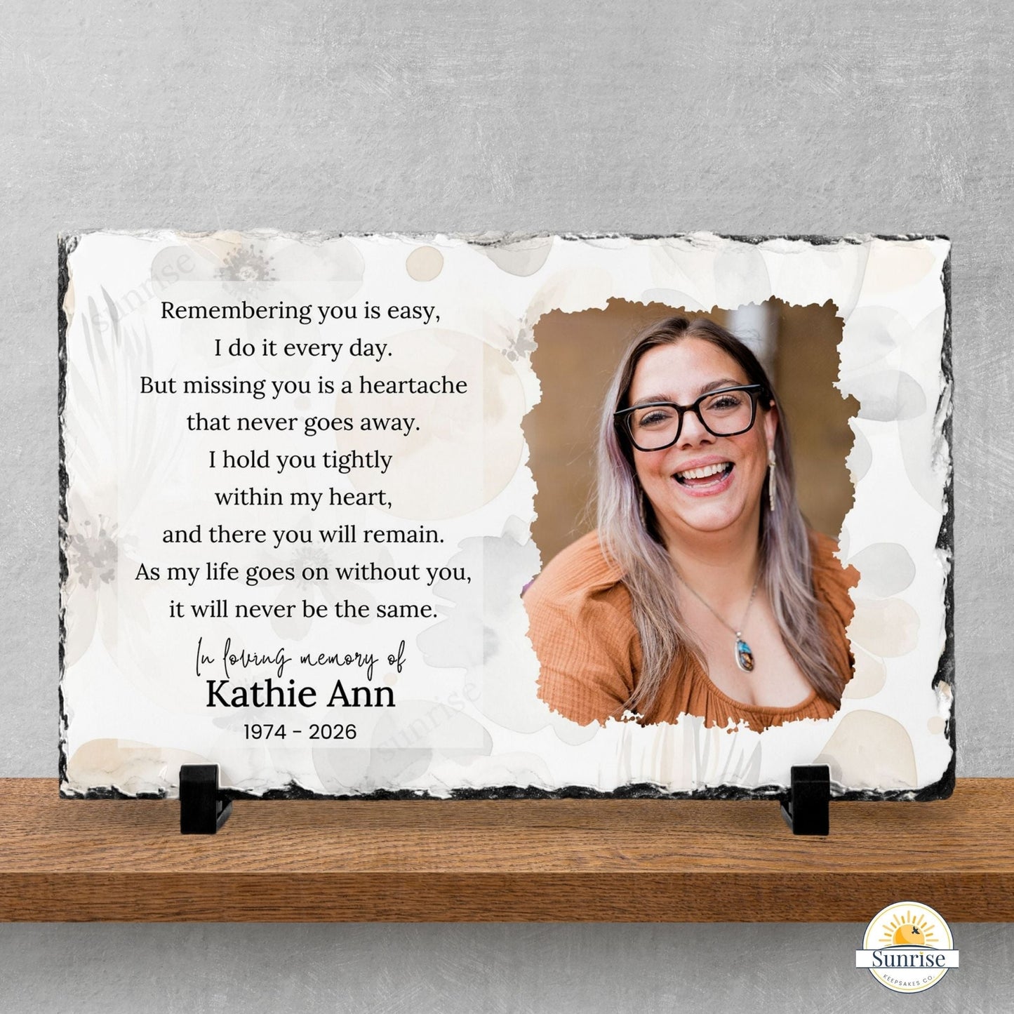 Memorial Photo Plaque – Remembering You Is Easy – Sympathy Gift – Personalized Sympathy Gifts by Sunrise Keepsakes