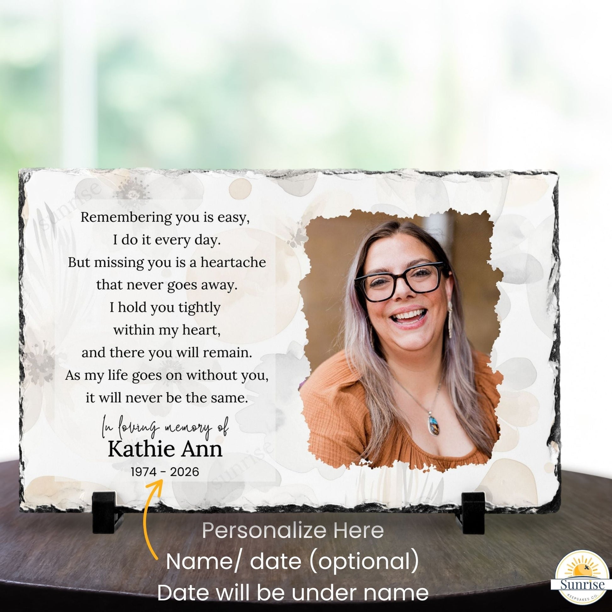 Memorial Photo Plaque – Remembering You Is Easy – Sympathy Gift – Personalized Sympathy Gifts by Sunrise Keepsakes