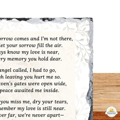 Memorial Photo Plaque – When Tomorrow Comes Neutral Floral – Personalized Sympathy Gifts by Sunrise Keepsakes