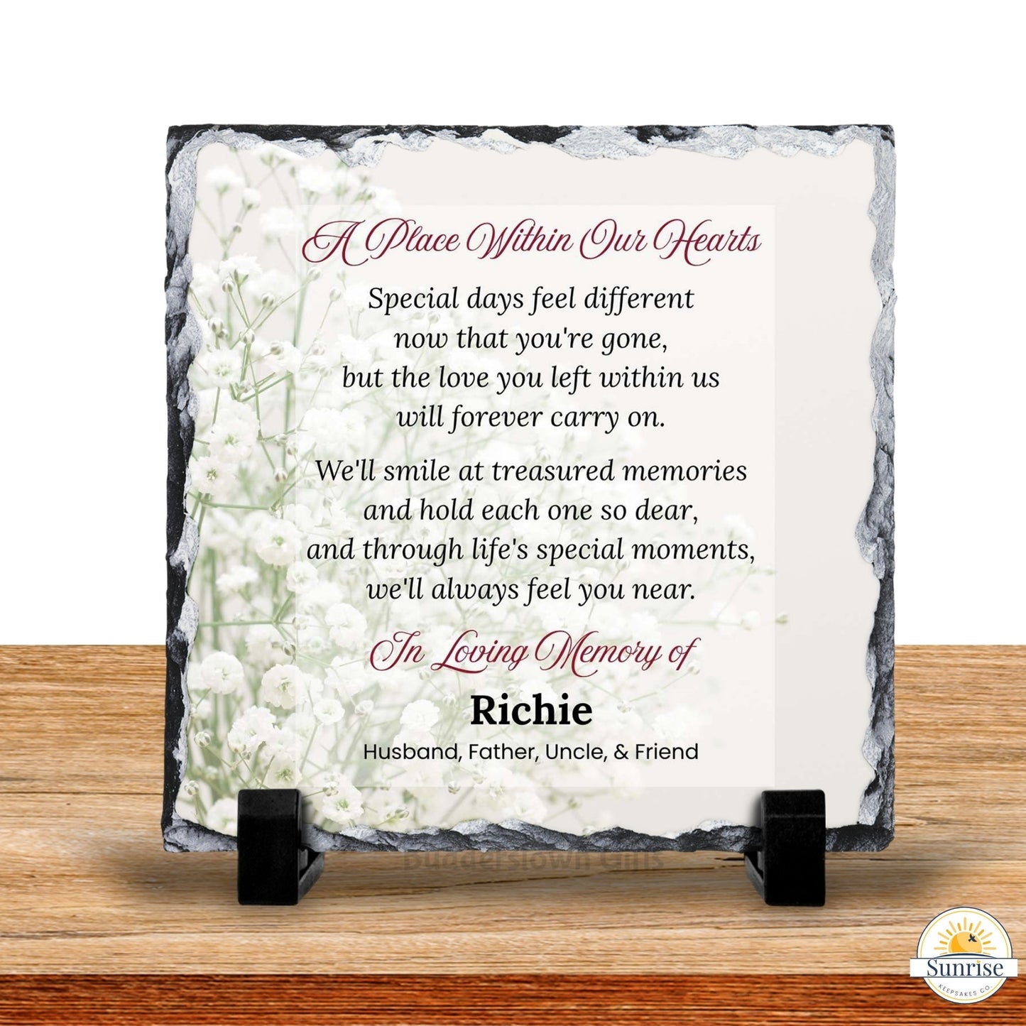 Memorial Plaque - A Place Within Our Hearts - Baby’s Breath – Personalized Sympathy Gifts by Sunrise Keepsakes