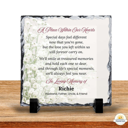 Memorial Plaque - A Place Within Our Hearts - Baby’s Breath – Personalized Sympathy Gifts by Sunrise Keepsakes