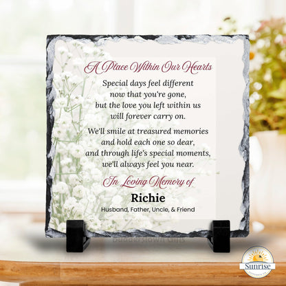 Memorial Plaque - A Place Within Our Hearts - Baby’s Breath – Personalized Sympathy Gifts by Sunrise Keepsakes