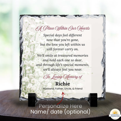 Memorial Plaque - A Place Within Our Hearts - Baby’s Breath – Personalized Sympathy Gifts by Sunrise Keepsakes