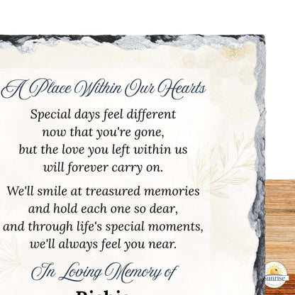 Memorial Plaque – A Place Within Our Hearts – Gold Leaf – Personalized Sympathy Gifts by Sunrise Keepsakes