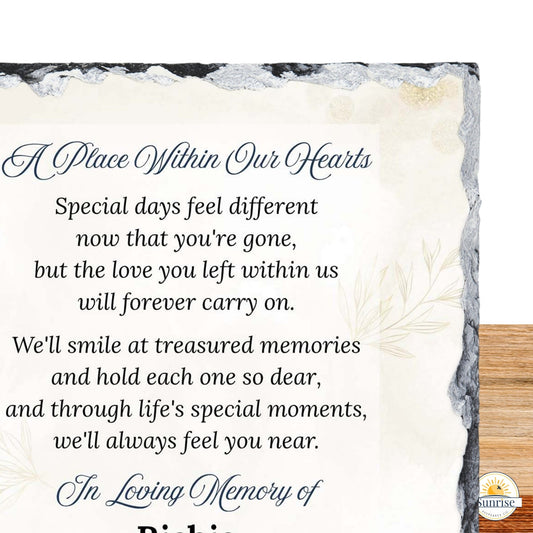Memorial Plaque – A Place Within Our Hearts – Gold Leaf – Personalized Sympathy Gifts by Sunrise Keepsakes